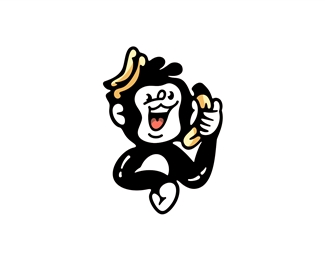 Cute Chimp Banana Logo