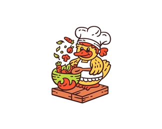 Cute Duck Chef Logo