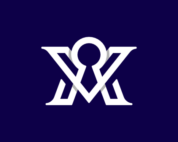 Letter MV VM Keyhole Logo