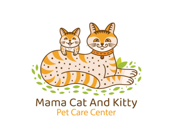 Mama Cat And Her Kitten Logo