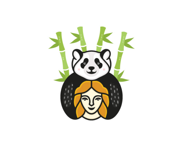 Panda With Girl Logo