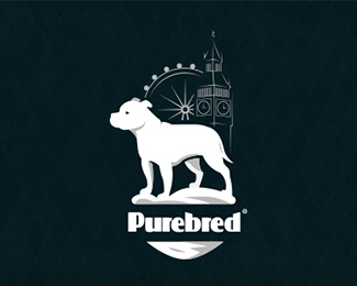 Purebred Staffordshire bull terrier Logo Badge