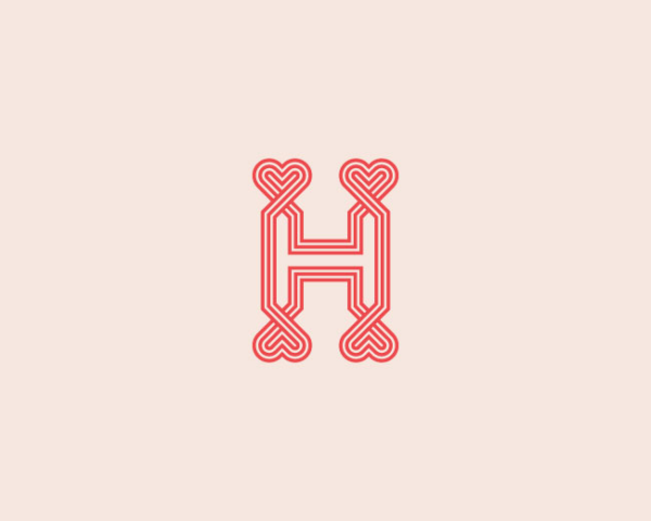 letter H with heart logo